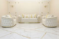 Ivory & Gold Chesterfield Sofa + Love-seat Set